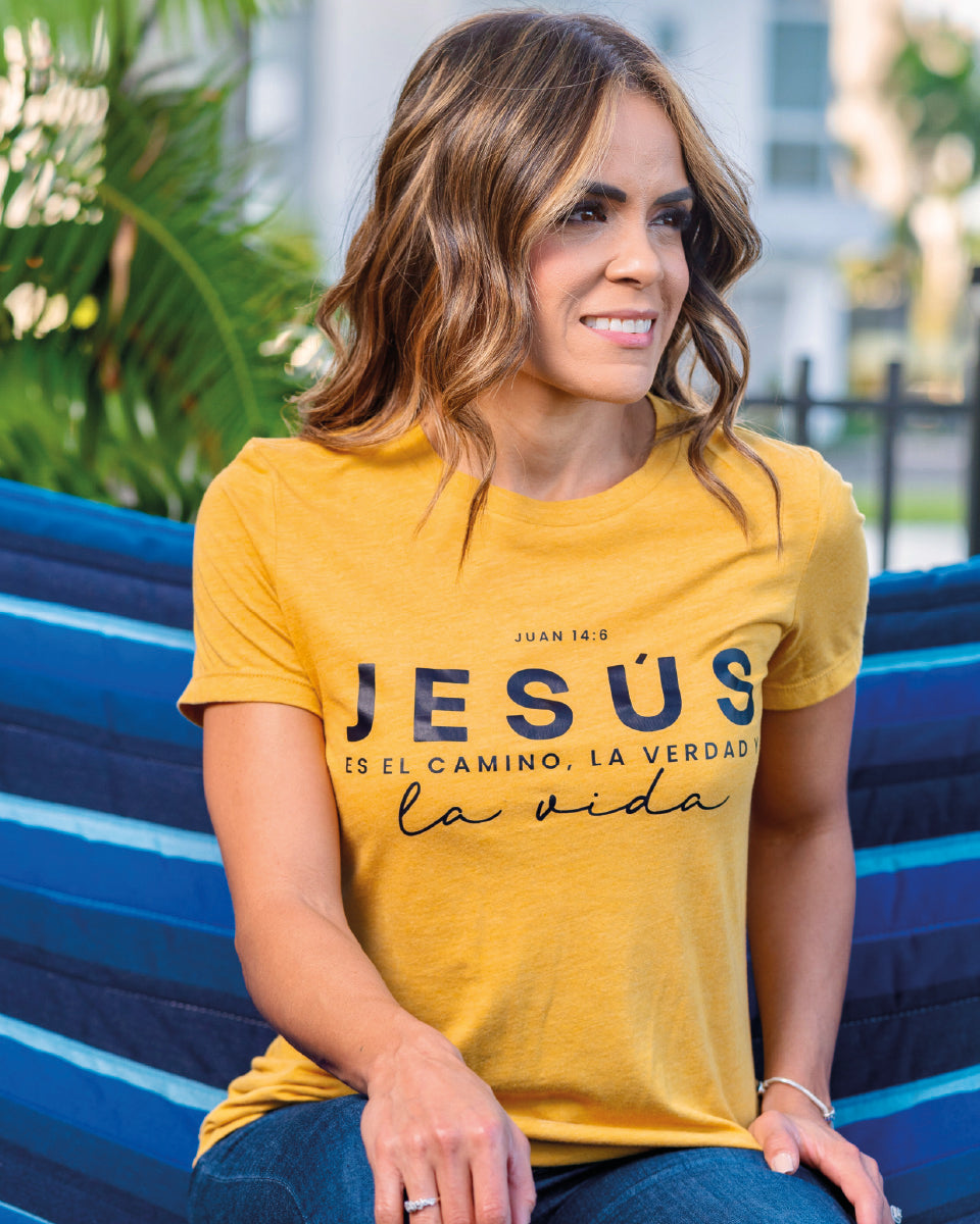 T-Shirt Jesús Es El Camino - Mostaza