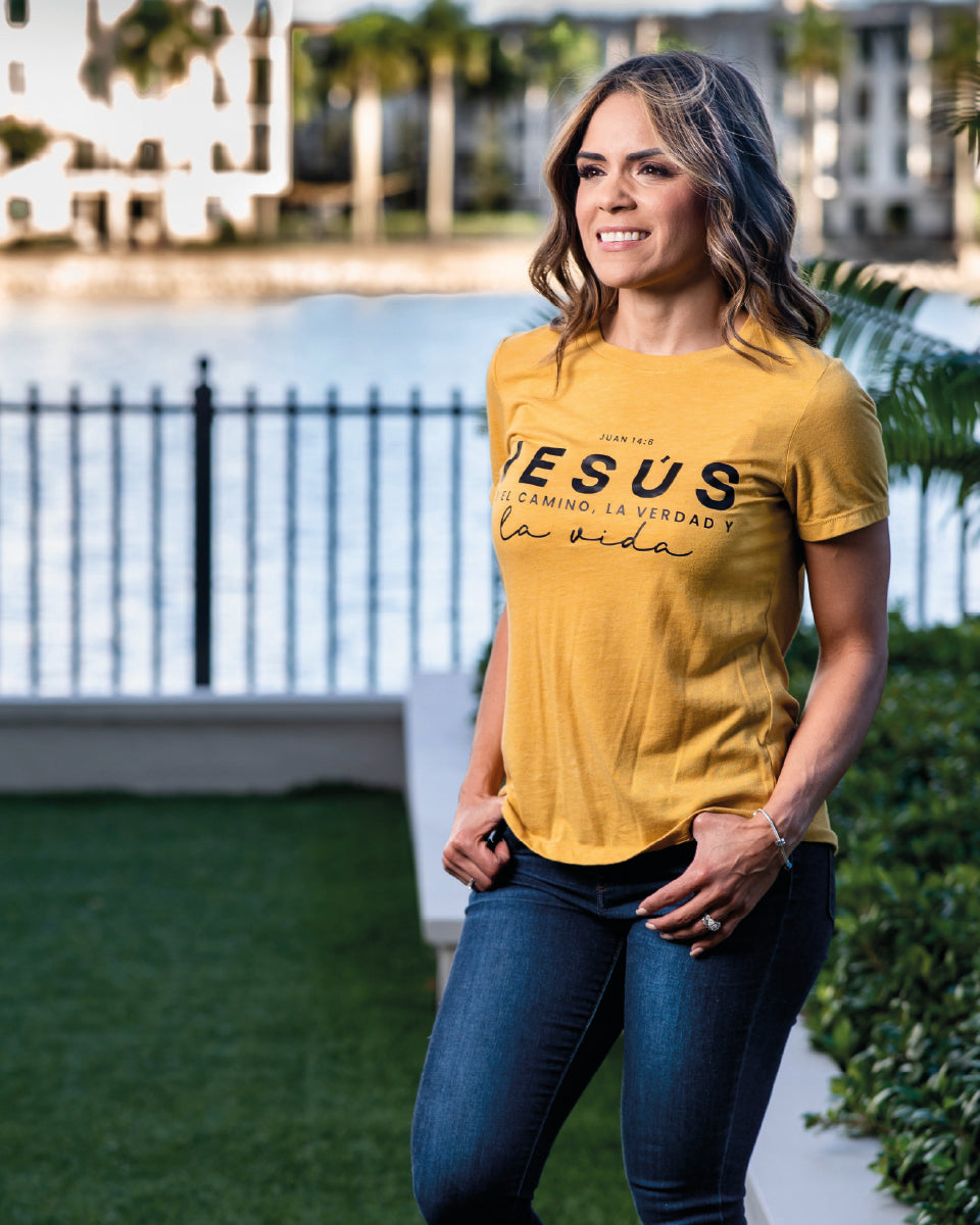 T-Shirt Jesús Es El Camino - Mostaza