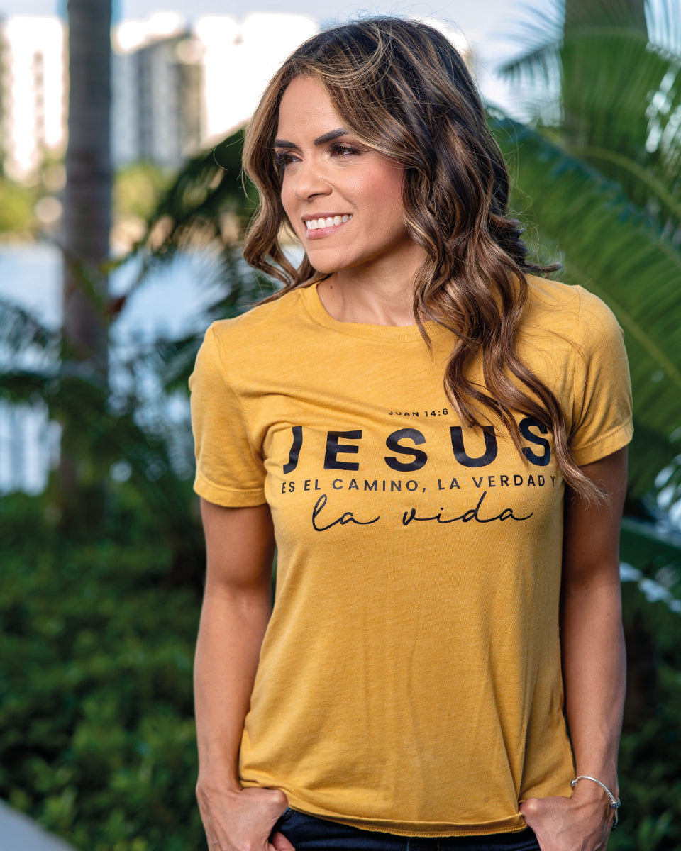 T-Shirt Jesús Es El Camino - Mostaza